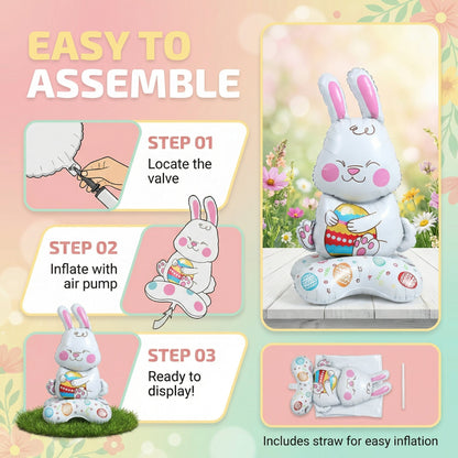 🎁Easter Early Bird Sale🐰Giant 3D Standing Bunny Balloon Self-Supporting Festive Cheer