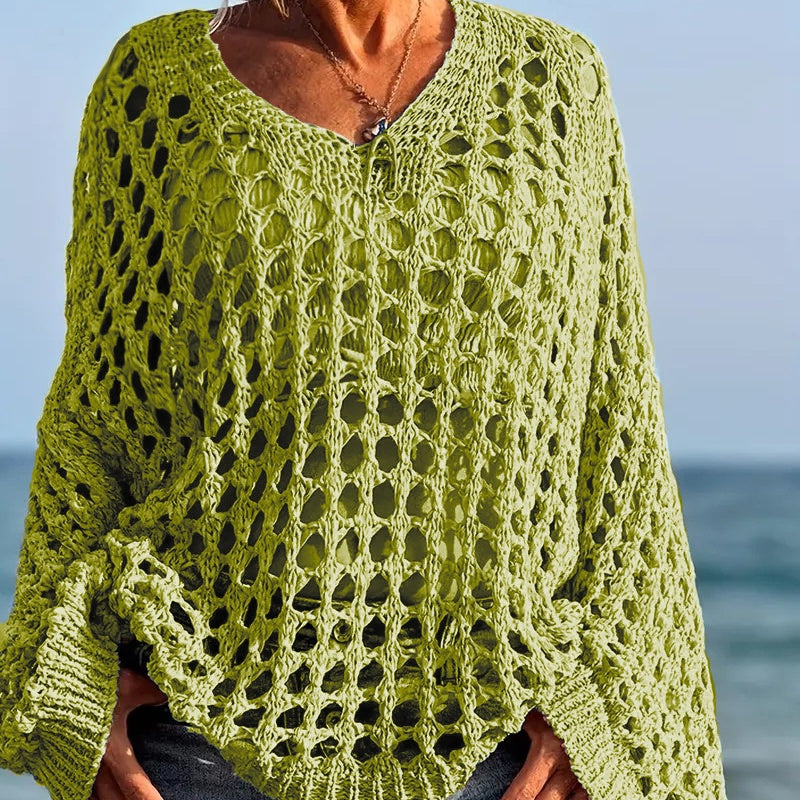 💎 -50% ON WOMEN'S CASUAL SOLID COLOR CROCHET KNIT TOP! 💎 Stylish Open-Knit, Relaxed Fit & Breathable for Summer ✨