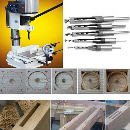 Square Hole Drill Woodworking Tools Auger Mortising Chisel Drill Set
