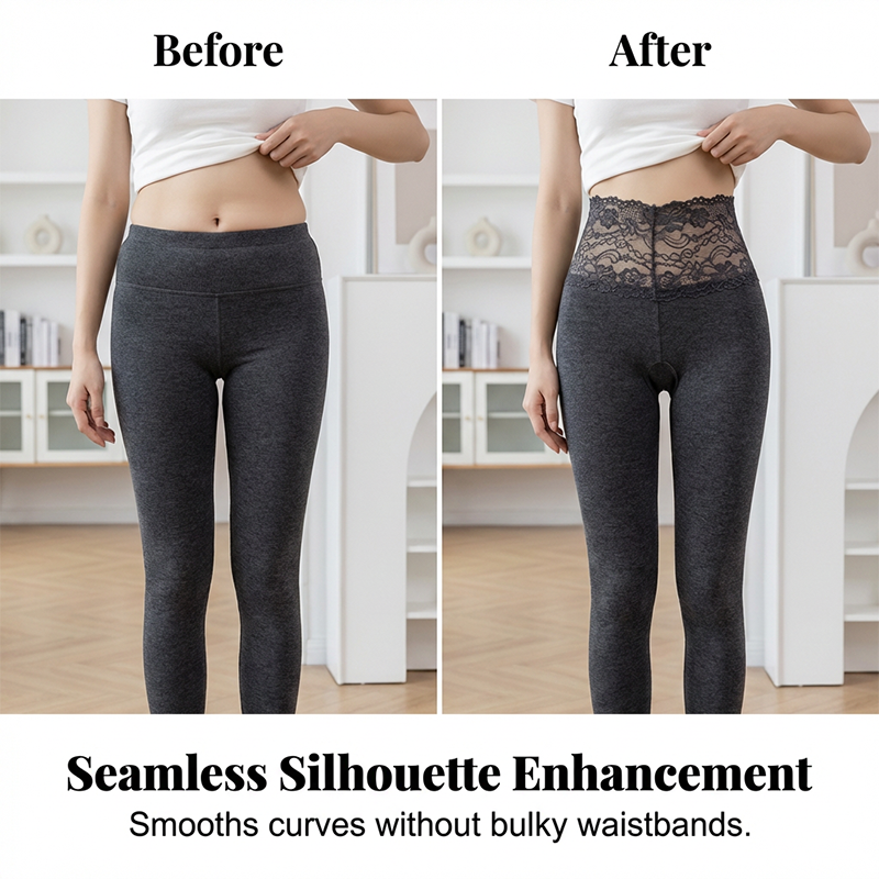 High-Waist Lace Panel Tummy Control Leggings